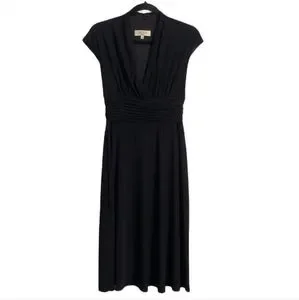 Kasper | Dresses | Kasper Fit Flare Deep V Neckline Cap Sleeve Classic  Black Dress Size 4 | Poshmark